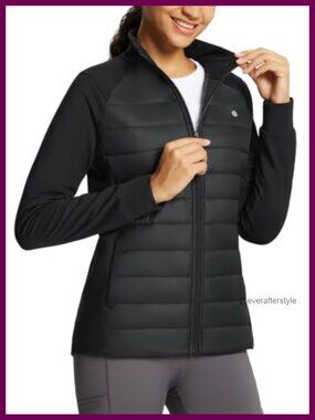 Women's Running Jacket Winter Lightweight Puffer Coat with Zip Pockets